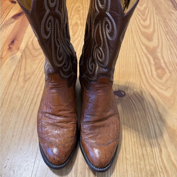 Vintage Tony Lama Exotic Ostrich Quill Western Cowboy Boots 8D Made in USA - Picture 2 of 14